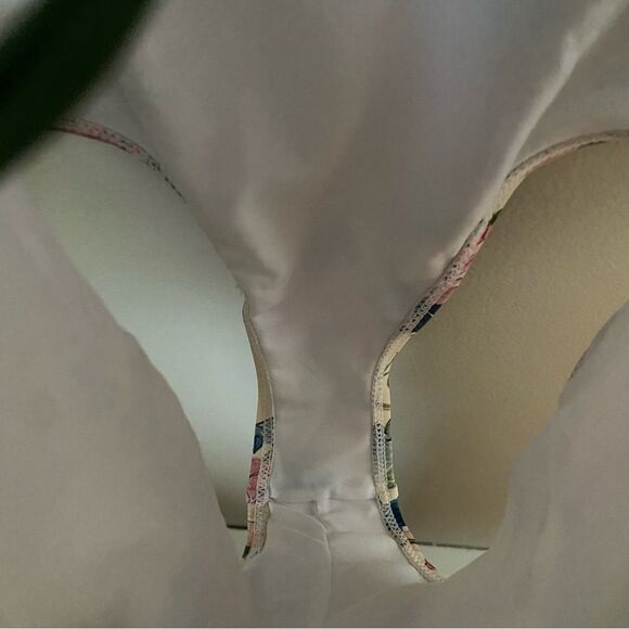 Military Hippie Bathing Suit One Piece Lace Up Sides Open Back Floral Print - Picture 7 of 8